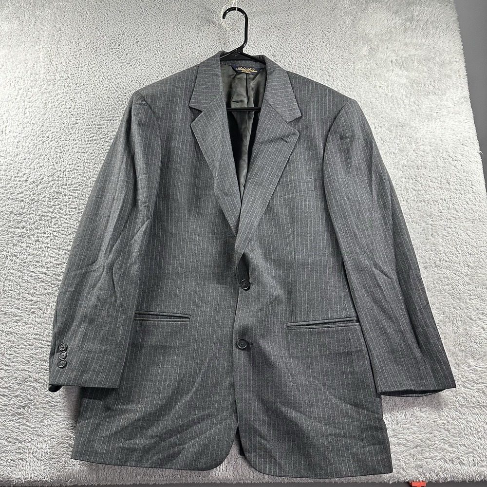 VINTAGE Brooks Brothers Pin Stripe Blazer Jacket Gray Made in USA Medium